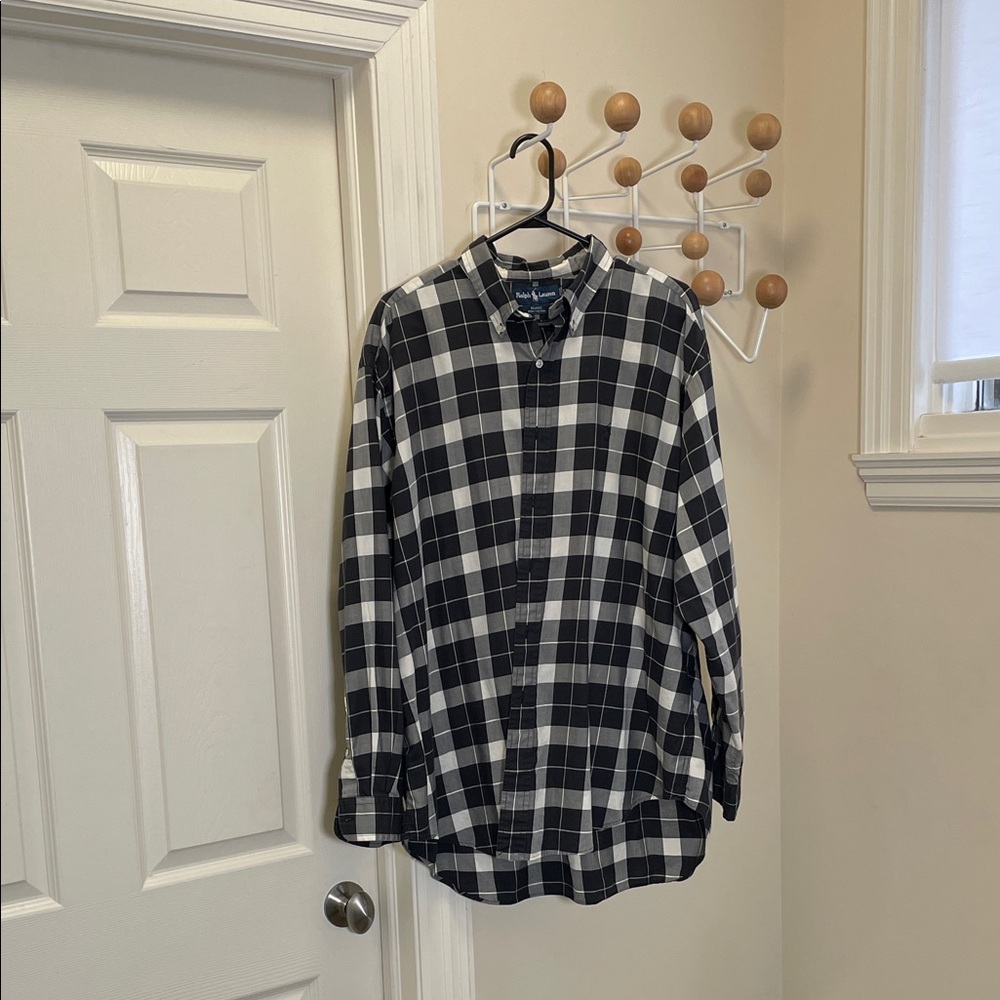 Ralph Lauren - Blake Long Sleeve Button Down Shirt - Black / White - XL